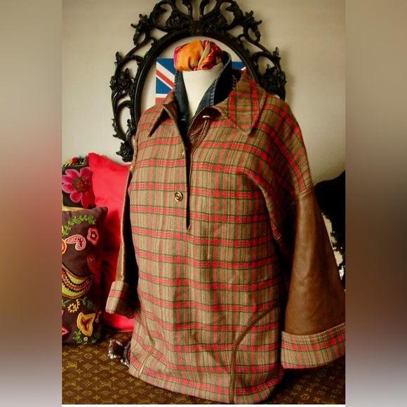 RARE Vintage GUCCI Heritage Tartan Plaid Leather Pullover Retro Mod 1960's GG Sm - Picture 8 of 13